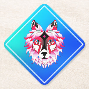 Pink Wolf Head Polygon Design-24531 Untersetzer