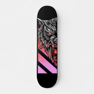 Pink Wolf Head Skateboard