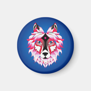 Pink Wolf Kopf Polygon Design-24631 Magnet