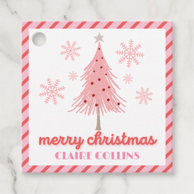 Pink Wonderland Christmas Tree Favor Tag Geschenkanhänger (Vorderseite)