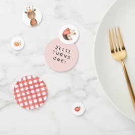 Pink Woodland Animal Birthday Table Confetti Konfetti