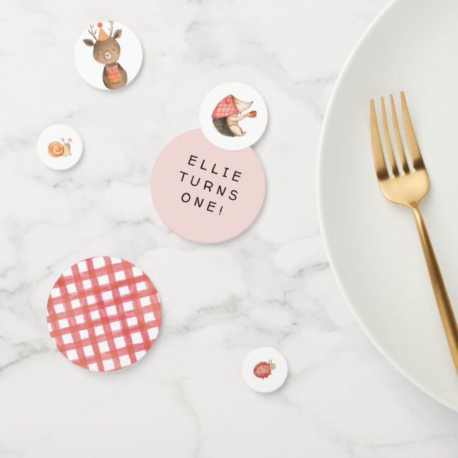 Pink Woodland Animal Birthday Table Confetti Konfetti (Gruppe)