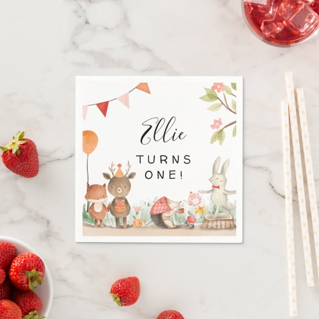 Pink Woodland Geburtstagsparty Serviette (Beispiel)