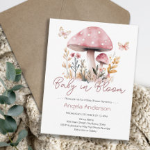 Pink Woodland Mushroom Baby in Bloom Baby Dusche