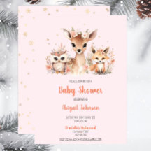 Pink Woodland Winter Wonderland Baby Dusche