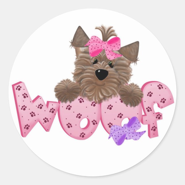 Pink Woof Dog Runder Aufkleber (Vorderseite)