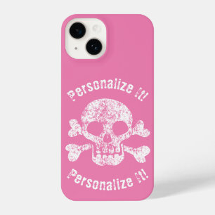 Pink Work Skull und Crossbones iPhone 14 Hülle