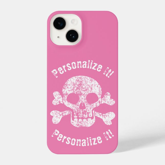 Pink Work Skull und Crossbones iPhone Hülle (Rückseite)