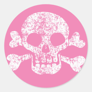 Pink Work Skull und Crossbones Runder Aufkleber