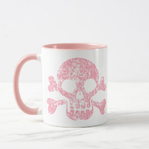 Pink Work Skull und Crossbones Tasse