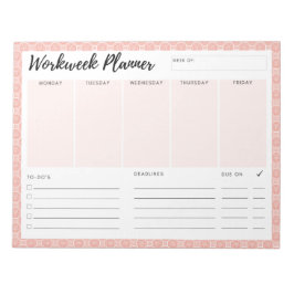 Pink Workweek Planer Notizblock