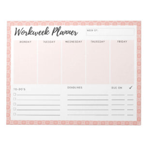 Pink Workweek Planer Notizblock