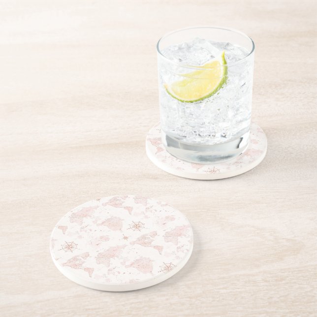 Pink World Map Getränkeuntersetzer (Seite)