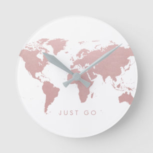 Pink World Map Globe Runde Wanduhr