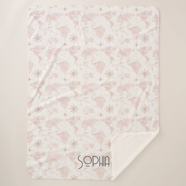 Pink World Map Sherpadecke (Vorderseite)