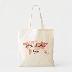 Pink World map travel tote bag Tragetasche