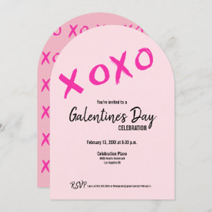 Pink XOXO Niedliches Galentiner-Tag-Party Einladung