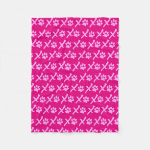 Pink XOXO Paw Print Blanket Gut für Hunde Fleecedecke