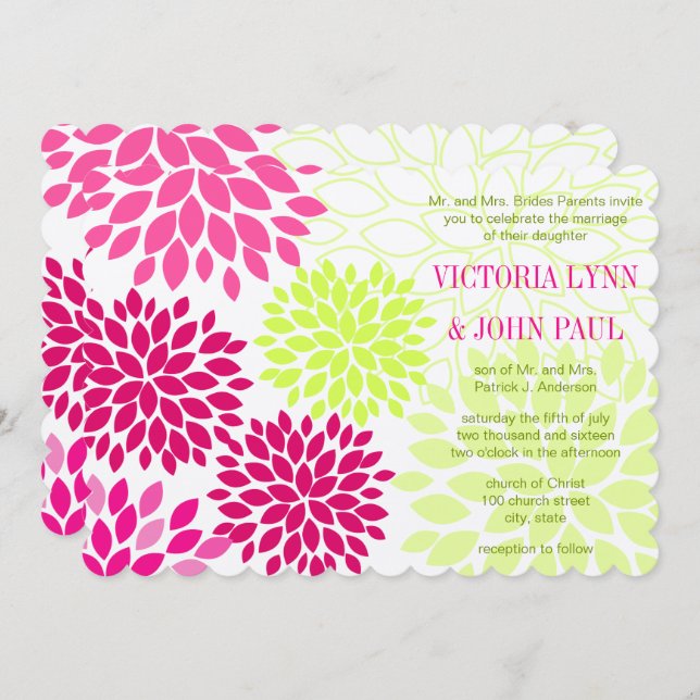 Pink Yarrow Floral Chrysanthemum Wedites Einladung (Vorne/Hinten)