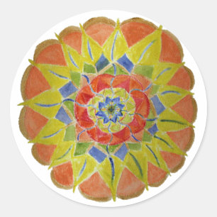 Pink Yellow Aquarelle Mandala Aufkleber