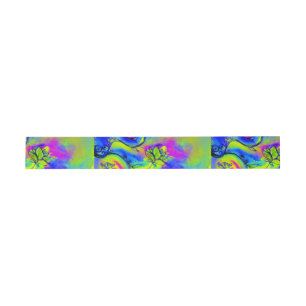 PINK YELLOW BLAU WHIMSICAL BLUME EINLADUNGSBANDEROLE