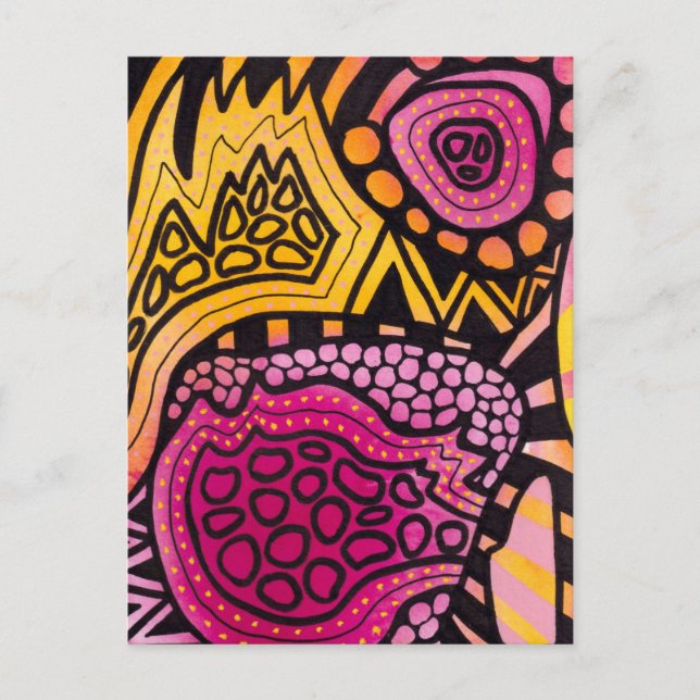 Pink Yellow Boho Abstract Postcard Postkarte (Vorderseite)