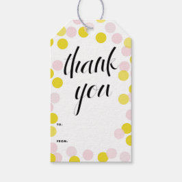 Pink & Yellow Confetti Polka Dots Vielen Dank Geschenkanhänger