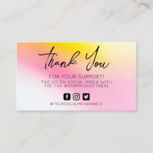 Pink Yellow Danke Whimsical Business Card Visitenkarte