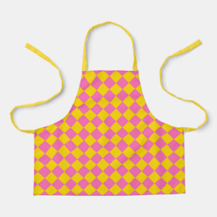 Pink Yellow Diamond Harlequin Schachbrett Pattern Schürze