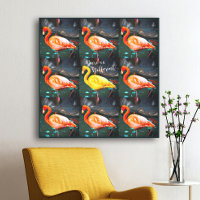 Pink Yellow Flamingo Bird Foto Muster Dare Quote