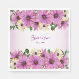 Pink Yellow Floral Rustic Elegant Wedding Party Serviette