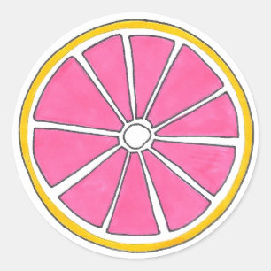Pink Yellow Grapefruit Citrus Frucht Slice Sticker