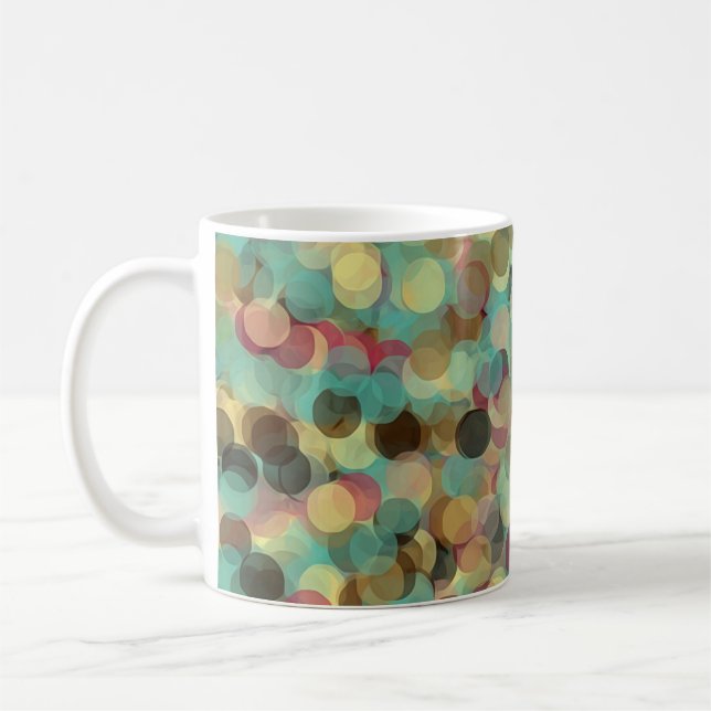 pink yellow green and blue circle pattern abstract kaffeetasse (Links)