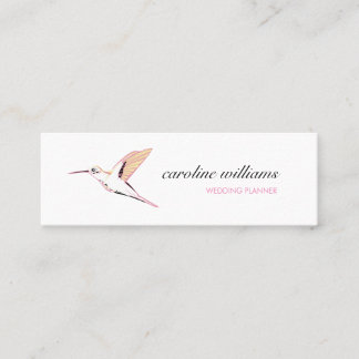 Pink yellow hummingbird illustration elegant chic mini visitenkarte
