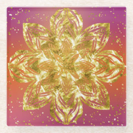 PINK & YELLOW OMBRE MIT GOLD MANDALA GLASUNTERSETZER