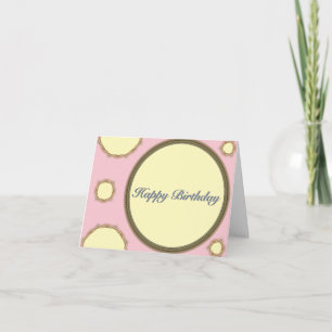 Pink Yellow Polka Dots Happy Birthday Card Karte