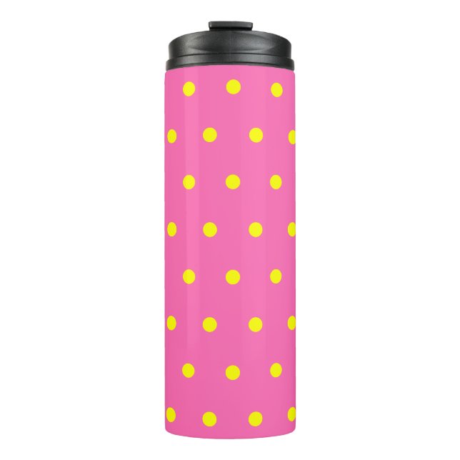 Pink Yellow Polka Dots Thermosbecher (Vorderseite)