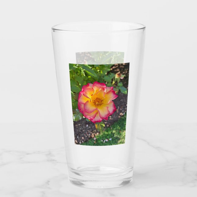 Pink Yellow Rose Glass Glas (Vorderseite)