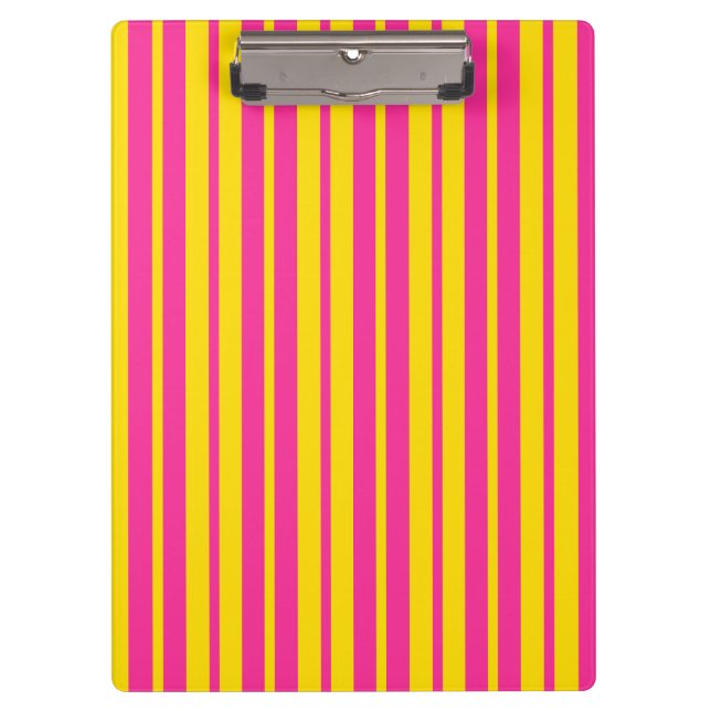 Pink Yellow Stylish Stripes Pattern Design  Klemmbrett (Vorderseite)