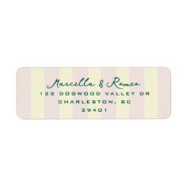 Pink Yellow Vertical Stripes Modern Return Address