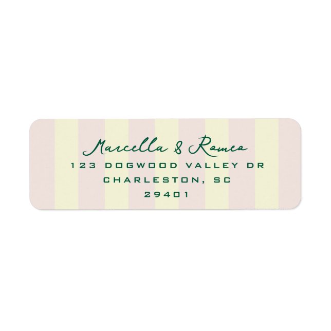 Pink Yellow Vertical Stripes Modern Return Address (Vorne)