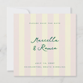 Pink Yellow Vertical Stripes Modern Save the Date