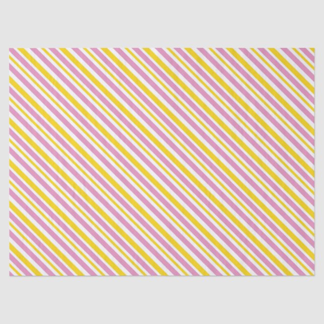 PINK YELLOW WHITE DIAGONAL STRIPES SEIDENPAPIER (Vorderseite)