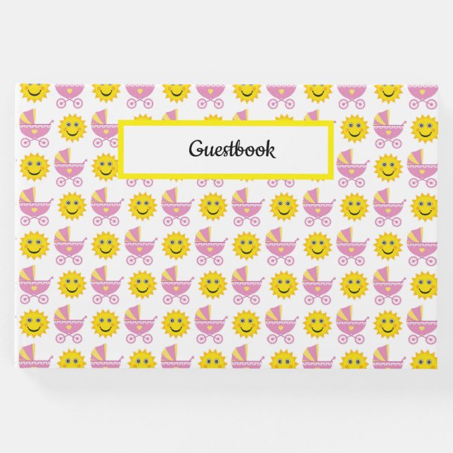 PINK YELLOW WHITE NIEDLICH BABY GIRL ITEMS GÄSTEBUCH (Vorderseite)