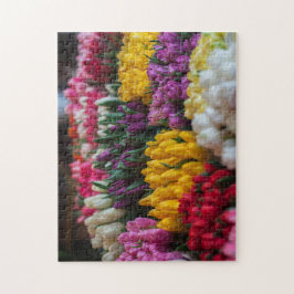 Pink Yellow White Tulip Floral Bouquet Puzzle