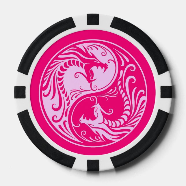 Pink Yin Yang Dragon Pokerchips (Vorderseite)