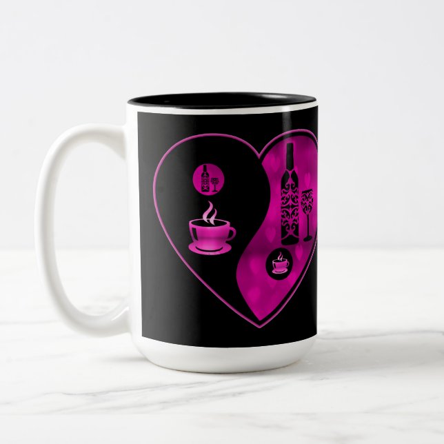 Pink Yin & Yang Kaffee & Wein Zweifarbige Tasse (Links)