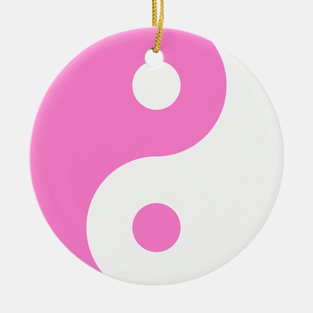Pink Yin Yang Symbol Keramikornament (Vorne)
