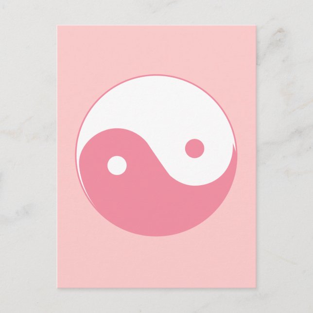 Pink Yin-Yang-Symbol Postkarte (Vorderseite)
