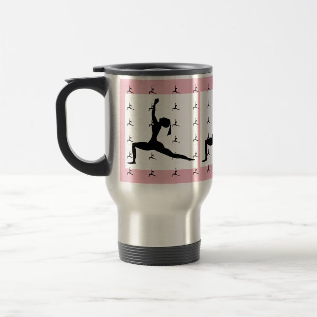 Pink Yoga Design Reise/Pendlerfahrten Tasse: Kaffe Reisebecher (Links)
